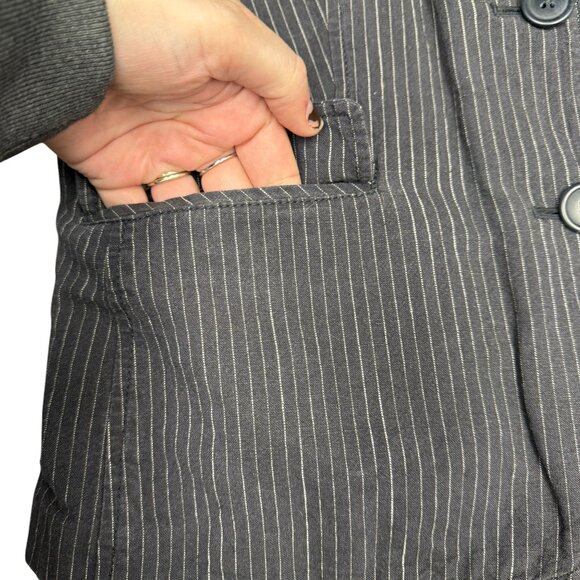 Women's J. JILL Pinstripe Linen Blend Jacket Blazer- Size M - Picture 8 of 11